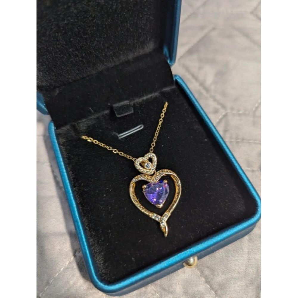 925 Sterling Silver Birthstone Necklace 14K Gold Plated And Silver Love Heart